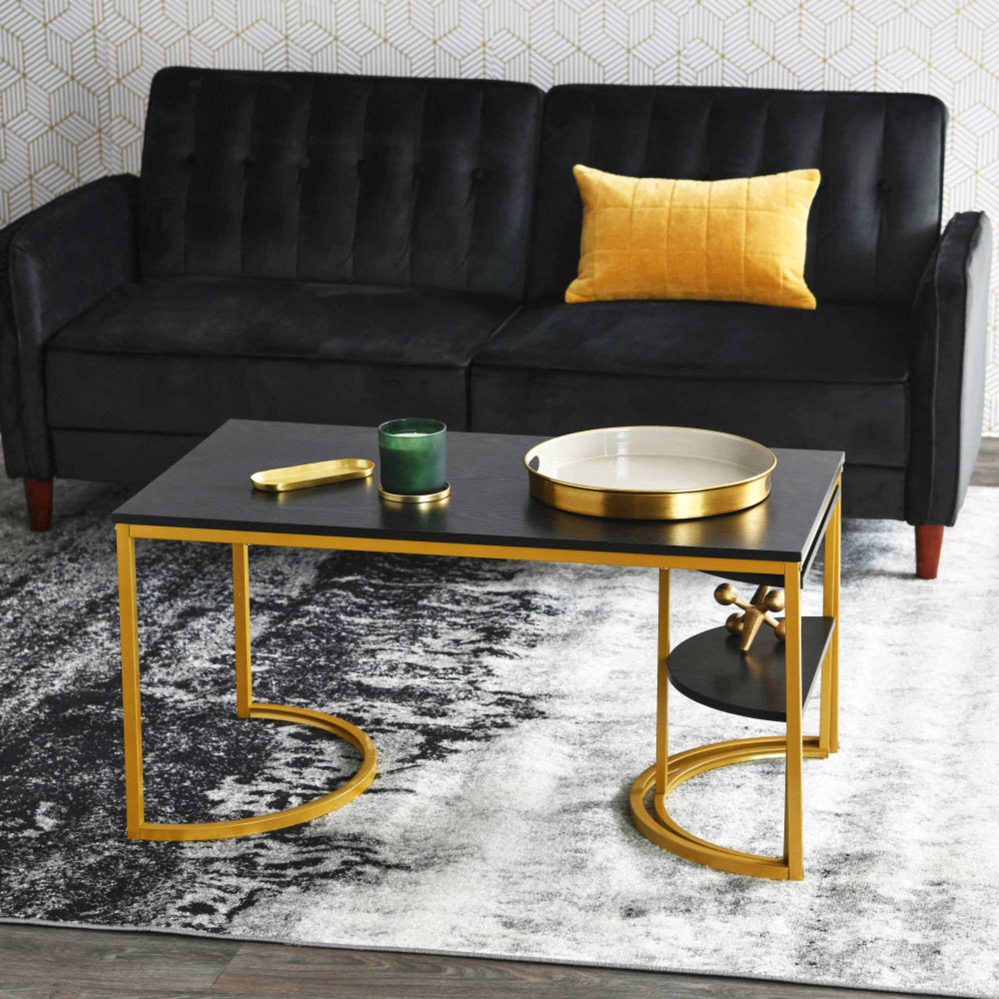 Household Essentials 39" Half Moon Rectangular Coffee Table